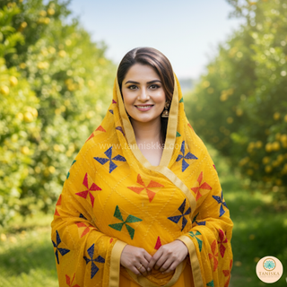 The Yellow Star Bloom Phulkari Dupatta