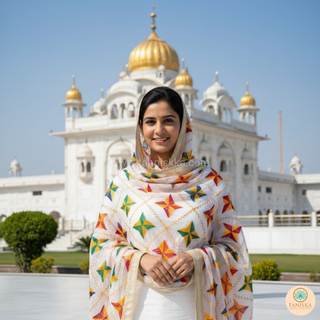 The White Star Bloom Phulkari Dupatta