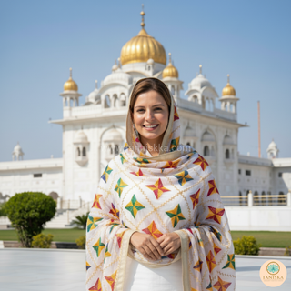 The White Star Bloom Phulkari Dupatta