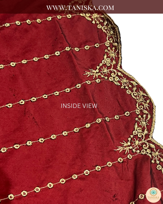 The Regal Crimson | Striped Velvet Zardosi Groom’s Shawl