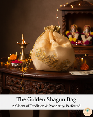 1 Golden Multi-Purpose DORI RUMAL (Gift Bag, Thaal Cover, Potli Bag - Perfect for: Indian Wedding, Shagan Ceremony, Chunni Charhana, Bridal Shower, Baby Shower, Maiyan, Weddings, Favors, Shaadi, Walima)