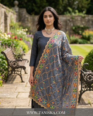 Pure Slate Heritage Starburst Phulkari