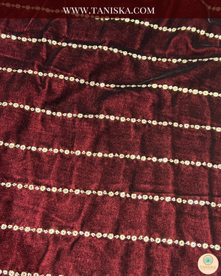 The Regal Crimson | Striped Velvet Zardosi Groom’s Shawl