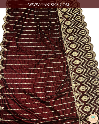 The Regal Crimson | Striped Velvet Zardosi Groom’s Shawl