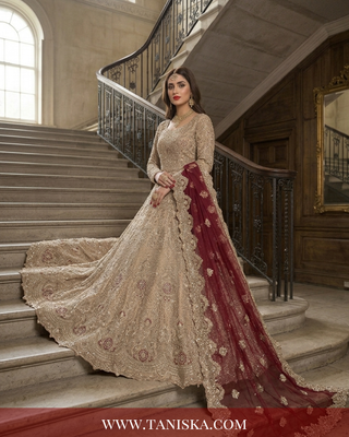 Champagne Gold Heavily Embellished Bridal Lehenga