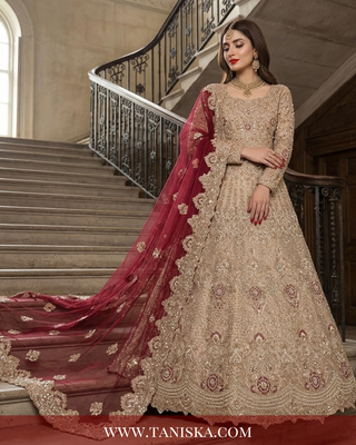 Champagne Gold Heavily Embellished Bridal Lehenga