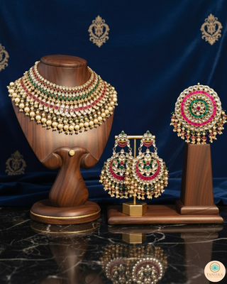 MISHCA Traditional Multi Pachi-Kundan Necklace Set