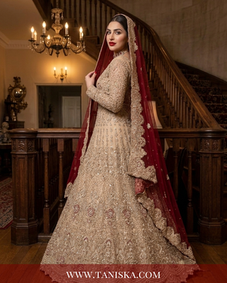 Champagne Gold Heavily Embellished Bridal Lehenga