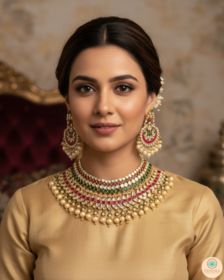 MISHCA Traditional Multi Pachi-Kundan Necklace Set