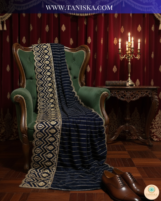 The Royal Navy | Striped Velvet Zardosi Groom’s Shawl
