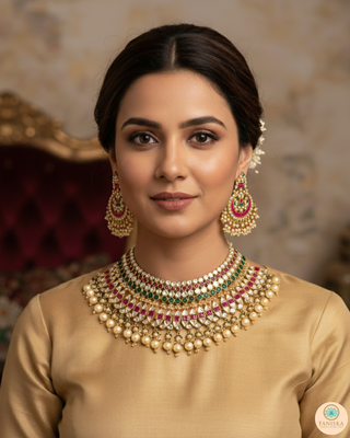 MISHCA Traditional Multi Pachi-Kundan Necklace Set