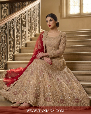 Champagne Gold Heavily Embellished Bridal Lehenga