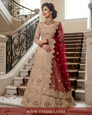 Champagne Gold Heavily Embellished Bridal Lehenga