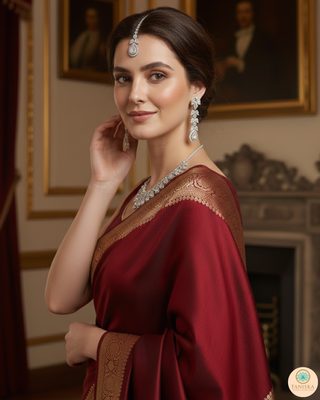 American Diamond Style Necklace Set - Silver