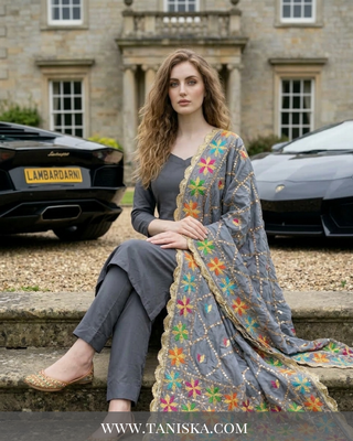 Pure Slate Heritage Starburst Phulkari