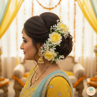 Yellow Flower Gajra - Hair Accessory - (Single Piece)