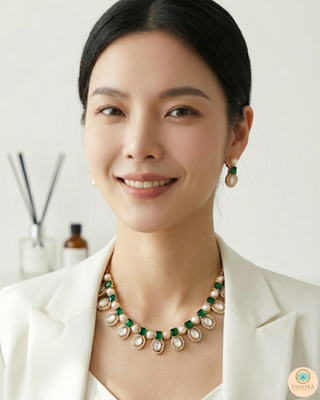 The Verra Necklace Set (Emerald Green)
