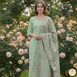 The Pistachio Glam Phulkari Dupatta