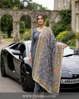 Pure Slate Heritage Starburst Phulkari