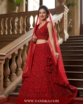 Scarlet Heritage Embroidered Bridal Lehenga