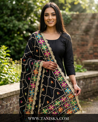 Pure Raven Heritage Gota & Starburst Phulkari