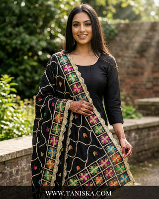 Pure Raven Heritage Gota & Starburst Phulkari