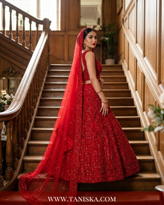 Scarlet Heritage Embroidered Bridal Lehenga