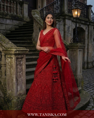 Scarlet Heritage Embroidered Bridal Lehenga