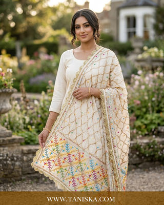 Pure Heritage White Geometric Phulkari