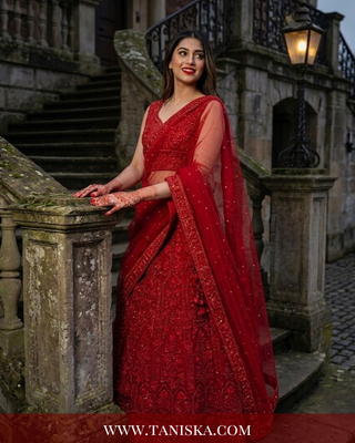 Scarlet Heritage Embroidered Bridal Lehenga