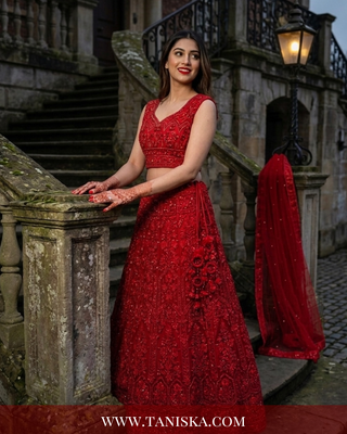 Scarlet Heritage Embroidered Bridal Lehenga