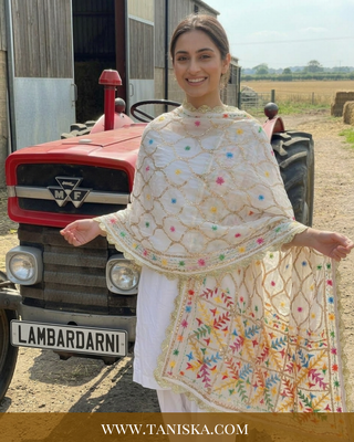 Pure Heritage White Geometric Phulkari