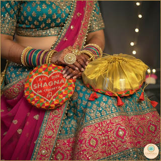 "Aaj Din Shagna Da Chadeya" - 1 Phulkari Multi-Purpose DORI RUMAL (Gift Bag, Thaal Cover, Potli Bag - Perfect for: Indian Wedding, Shagan Ceremony, Chunni Charhana, Bridal Shower, Baby Shower, Maiyan, Weddings, Favors, Shaadi, Walima