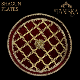 Decorative Maroon Shagun Plate
