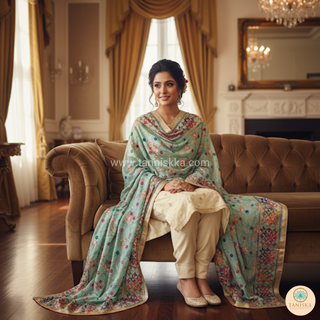 The Mint Meadow Phulkari Dupatta