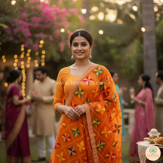 The Orange Star Bloom Phulkari Dupatta
