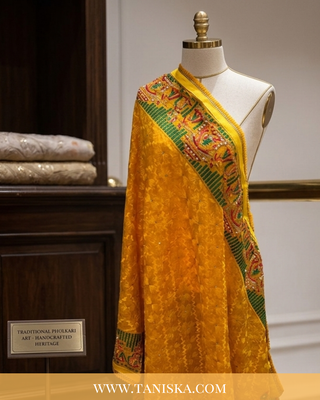 The Sunehri Dholi Bridal Phulkari Dupatta
