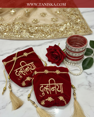 Luxury Velvet Chooda Covers - Bridal "Dulhaniya" Hand Accessories in Maroon