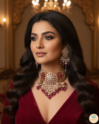 ARSHPREET Ruby Uncut-Kundan Necklace/Choker Set