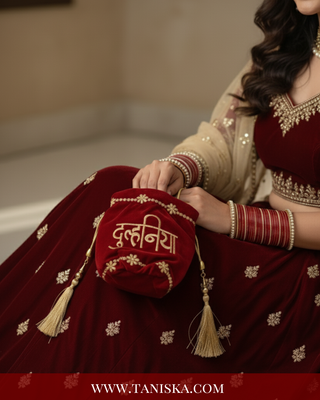 Luxury Velvet Chooda Covers - Bridal "Dulhaniya" Hand Accessories in Maroon