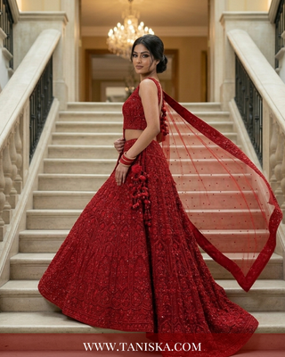 Scarlet Heritage Embroidered Bridal Lehenga