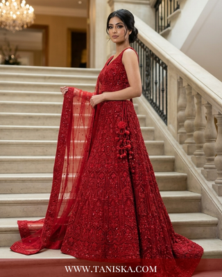 Scarlet Heritage Embroidered Bridal Lehenga