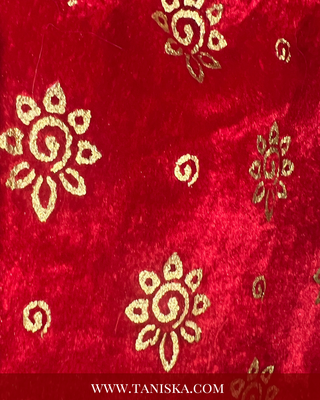 Luxury Red Velvet Chooda Covers with Gold Floral Print – Bridal Hand Accessories