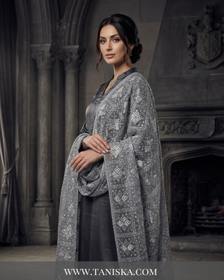 Silver Slate Monochrome Heritage Phulkari