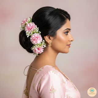 Pink Flower Gajra - Hair Accessory - (Single Piece)