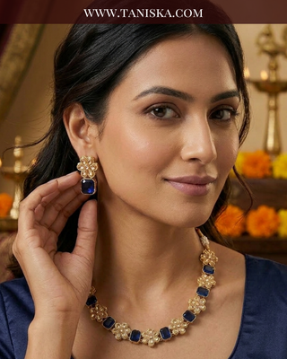 Sapphire Floral Gold-Tone Set