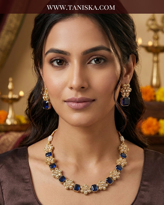 Sapphire Floral Gold-Tone Set