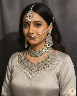 KAIRA Silver Bridal Necklace Set Bundle
