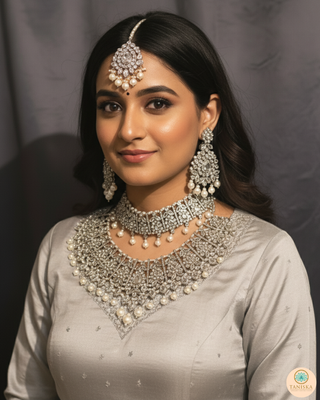 KAIRA Silver Bridal Necklace Set Bundle