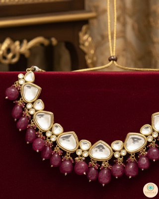 MEEREN Kundan Choker Necklace Set (Ruby)